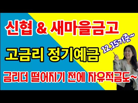 신협 & 새마을금고 고금리 정기예금 적금 추천 ! 경영공시 양호한 곳 ! 금리 더 떨어지기 전에 자유적금도 가입하세요!